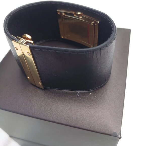 (WITH BOX) Gucci 7800L Black Leather Golden Watch Ladies Watch Working Vintage - Picture 8 of 9